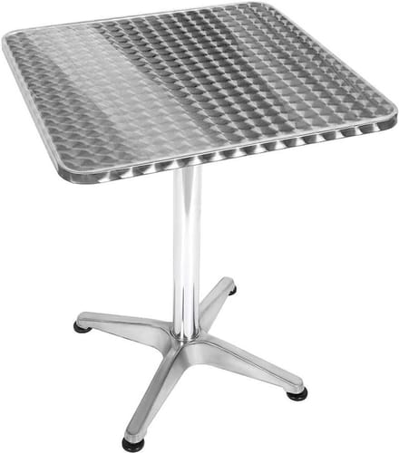 Opklapbare Bartafel - Staande Eettafel Bistrotafel - Ruimte Besparen - In Hoogte Verstelbaar - 60 cm Diameter - Zilver
