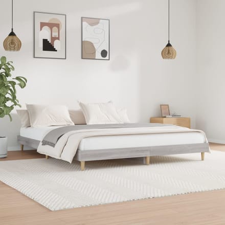 vidaXL - Bedframe - bewerkt - hout - grijs - sonoma - eikenkleurig - 200x200 - cm