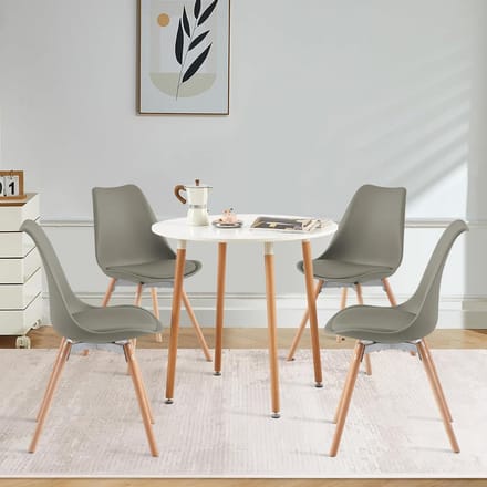 Ronde Eetkamerset Tafel met 4 Stoelen - Compacte Keukentafel Set