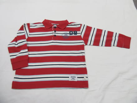 noukie's ,jongens, polo met lange mouw , streep rood , 4 jaar 104