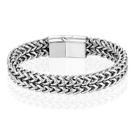 LGT JWLS Heren Armband - Dubbele Curb Chain van Edelstaal, Zilver-21cm