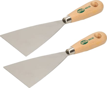 Amig Plamuurmes - 2x - werkbreedte 90 mm - roestvrij staal - houten greep
