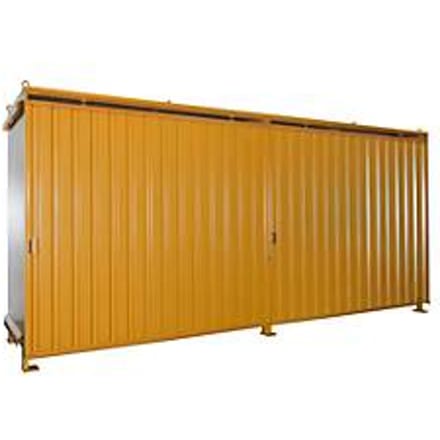 Stellingcontainer BAUER CEN 59-2, staal, schuifdeur, B 6245 x D 1550 x H 2980 mm, oranje