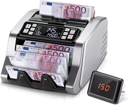 Geldtelmachine met UV/MG/IR/MT-detectie voor EUR - 1100 vellen/min - LCD-display - 2 jaar garantie