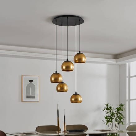 EGLO Albaraccin Hanglamp - E27 - Ø 58,5 cm - glas - Zwart/Goud