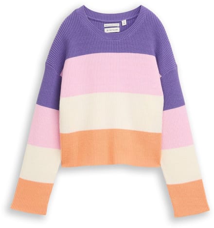Tom Tailor - Cropped gebreide trui met colour blocking - Maat 152 - big multicolor stripe