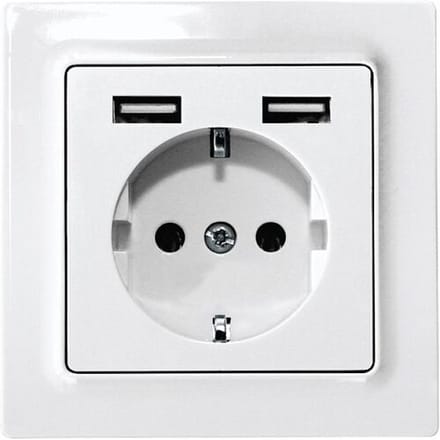 Eltako DSS55E+2xUSBA-wg Stopcontact Inbouw (in muur), Schroefbevestiging