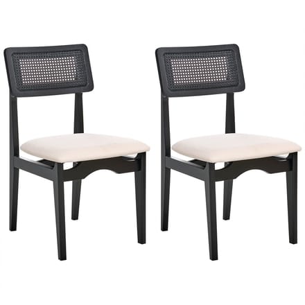 RUBONIA - Eetkamerstoel set van 2 - Zwart - Rubberhout/Polyester