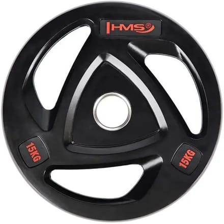 HMS TOX - Olympische Gewichtsplaat - 15 kg - Rubbercoating - Ergonomische Handgrepen