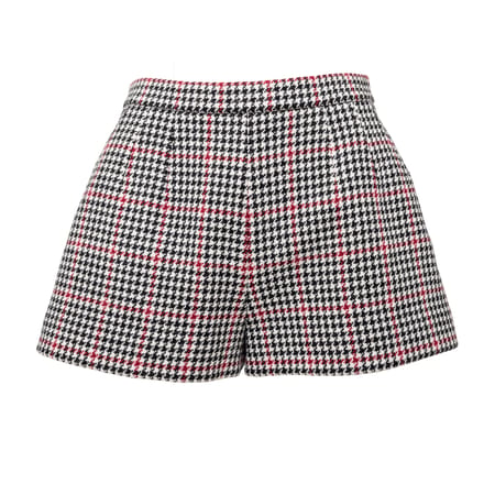 Rode Valentino Houndstooth Patroon Shorts - '10s