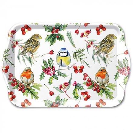 Tray melamine 13x21 cm Birds in winter