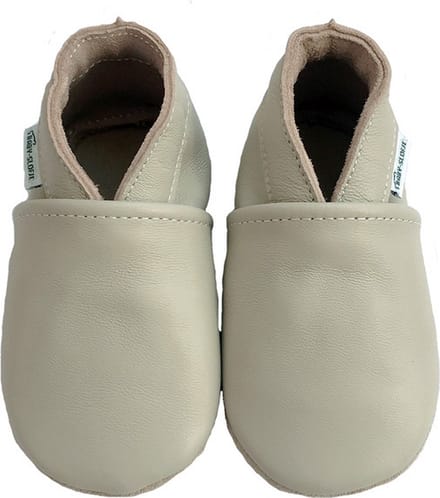 Beige leren babyslofjes van Baby-Slofje maat 23/24