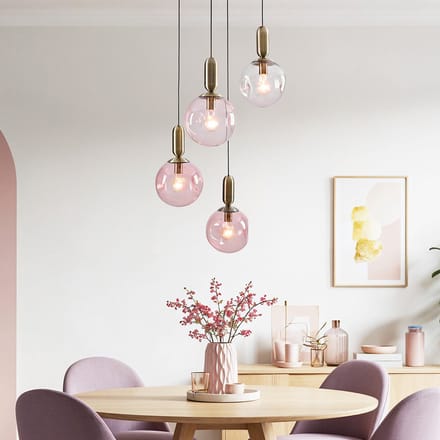 LumenXL 4-lichts hanglamp Kevin - golvend rood glas