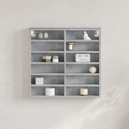vidaXL - Vitrinekast - 60x8,5x58 - cm - bewerkt - hout - betongrijs