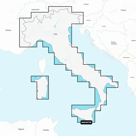 Kaart van Italië met meren en rivieren Navionics Regular SD