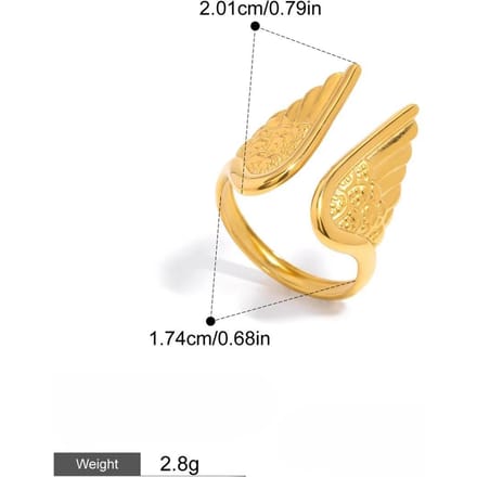 Engelenvleugel Stapelbare Veer Ring, Dames Mode Sieraden Feest Opvallend Accessoire, Herdenkingsgeschenk Sieraden. beige