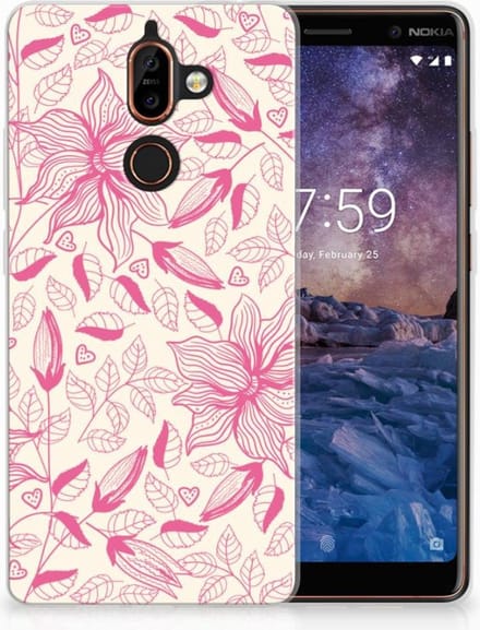 Nokia 7 Plus TPU Case Pink Flowers