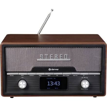Denver DAB Radio - CD-Speler - Retro - Bluetooth - 20 voorkeuzezenders - DAB/FM - MDA525DW - Hout