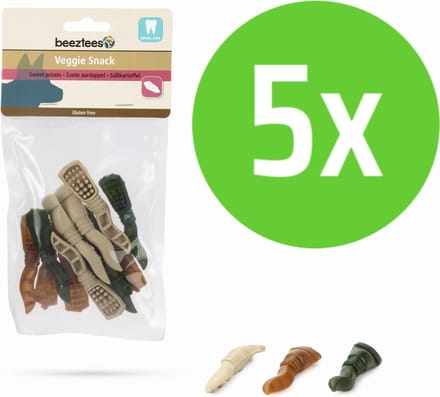 Beeztees Veggie Tandpasta Mix - hondensnack - 7,5 cm - 12 Stuks - 5 zakken