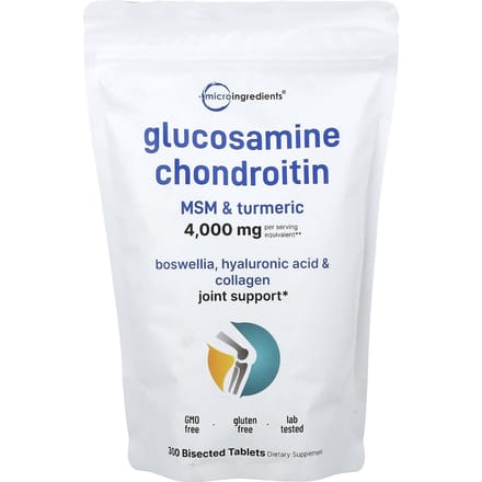 Micro Ingredients, Glucosamine Chondroïtine, MSM, en Kurkuma, 300 Tabletten
