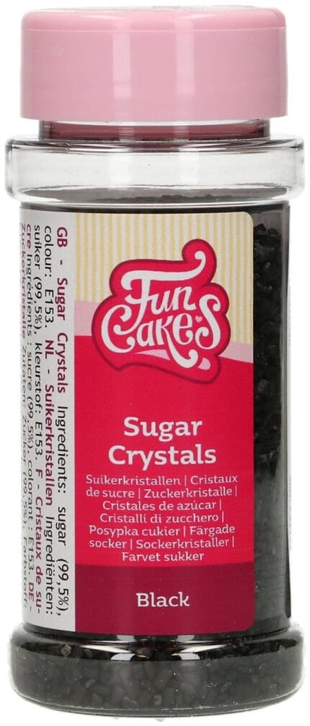 FunCakes Suikerkristallen - Zwart - 80g - Gekleurde Suiker - Eetbare Taartdecoratie