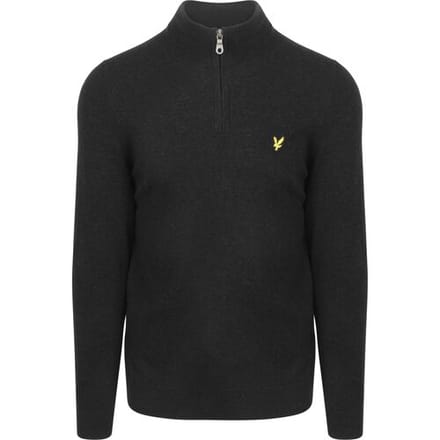 Lyle & Scott Half Zip Pullover Lamswol Zwart - Maat XXL - Heren - Quarter zip