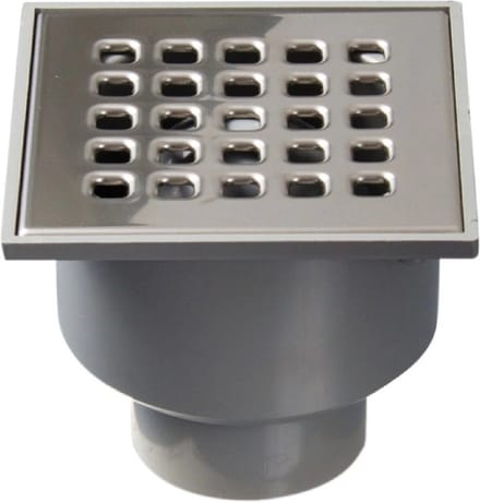 Sanifun Doucheput 105 x 105 mm met onderuitloop RVS