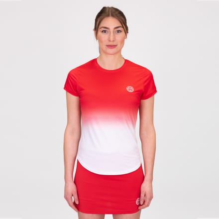 BIDI BADU Crew Gradiant T-shirt Dames-Rood,Wit