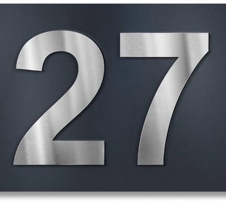 Huisnummerbord zwart/rvs 12x12cm 7011