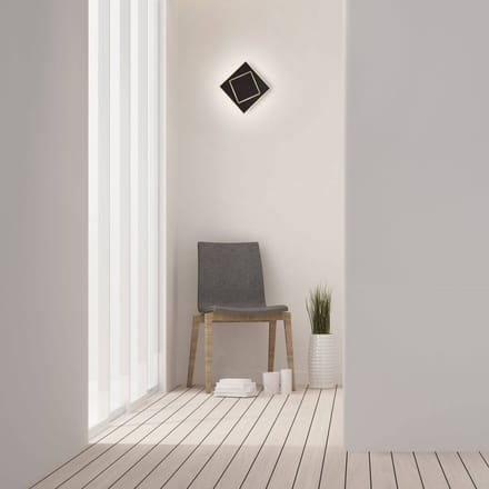 Mantra Iluminación Dakla LED wandlamp, zwart, 18x18 cm