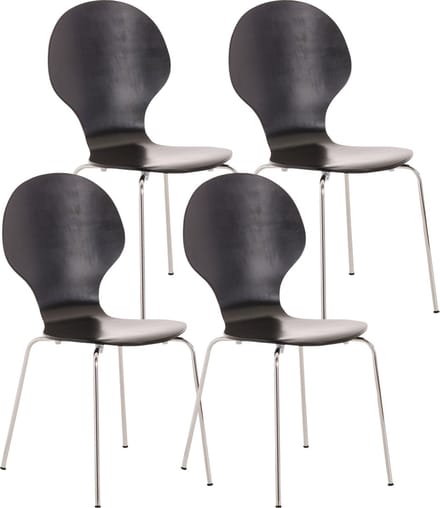 CLP Diego Set van 4 stapelstoelen Hout/zwart