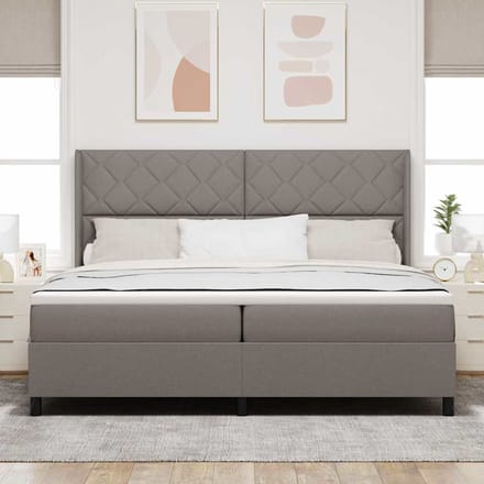 vidaXL - Boxspring - bed - met - kussen - met - hoofdeinde - Taupe - 200 - x - 200 - cm - Stof