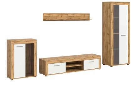 Jam woonkamercombinatie wit melamine Wotan eiken NB - 35x310x169cm