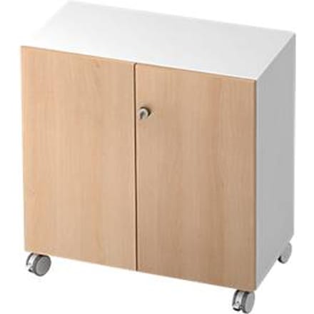 TOPAS LINE rolkast, 2 dossierhoogtes, afsluitbare deuren, decor wit/eiken