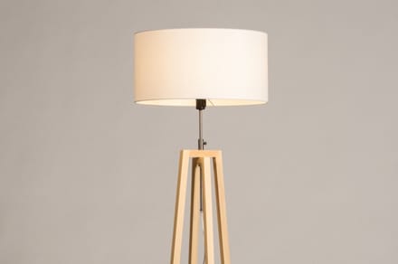 Lumidora Vloerlamp 31131 - LILLE - E27 - Wit - Naturel - Hout - ⌀ 45 cm