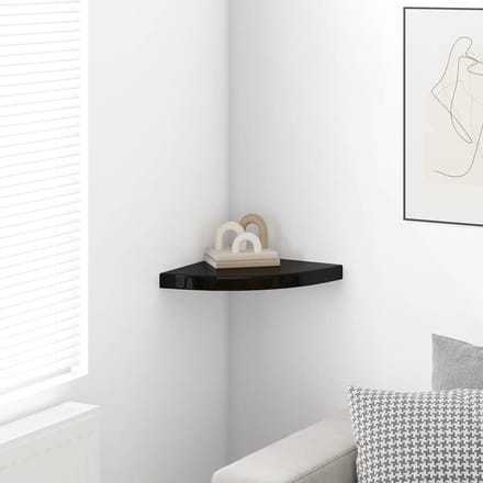 vidaXL - Hoekschap - zwevend - 35x35x3,8 - cm - MDF - hoogglans - zwart