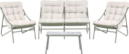 MOLVENO - Loungeset 4-zits - Groen/Beige - Staal