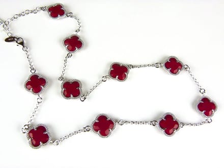model 10 Fiori collier in zilver rode klavers