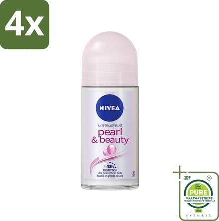 NIVEA - Deodorant Roller - Parel & Schoonheid - Anti-Transpirant - 50 ml - Voordeelverpakking - 4 stuks - NIVEA deodorant - Deodorant roll-on