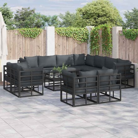 vidaXL - Tuinbank - Set - 11 - st - Zwart - Aluminium