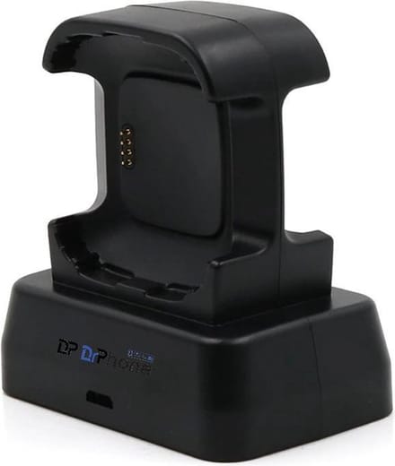 DrPhone DualFB - Dubbele laaddock - Oplader - Lader - Oplaad station - Geschikt voor Fitbit Versa 1- Zwart