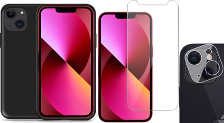 TechNow Shock Proof Backcover geschikt voor iPhone 13 - Screenprotector en Camera Screen Protector - Zwart