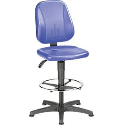 Werkstoel 9651, kunstleer, glijders, voetenring, blauw