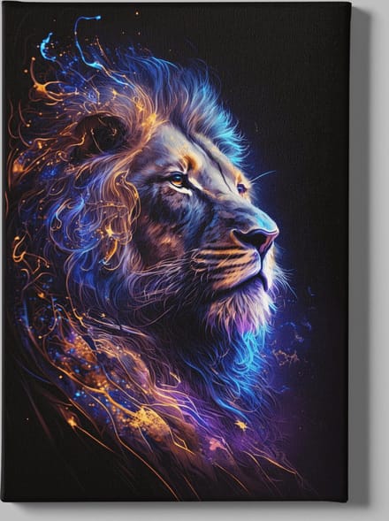 Canvas Schilderij - Dieren - Leeuw - Portret - 60x40x2 cm