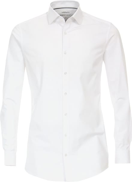 VENTI body fit overhemd - jersey - wit - Strijkvriendelijk - Boordmaat: 40