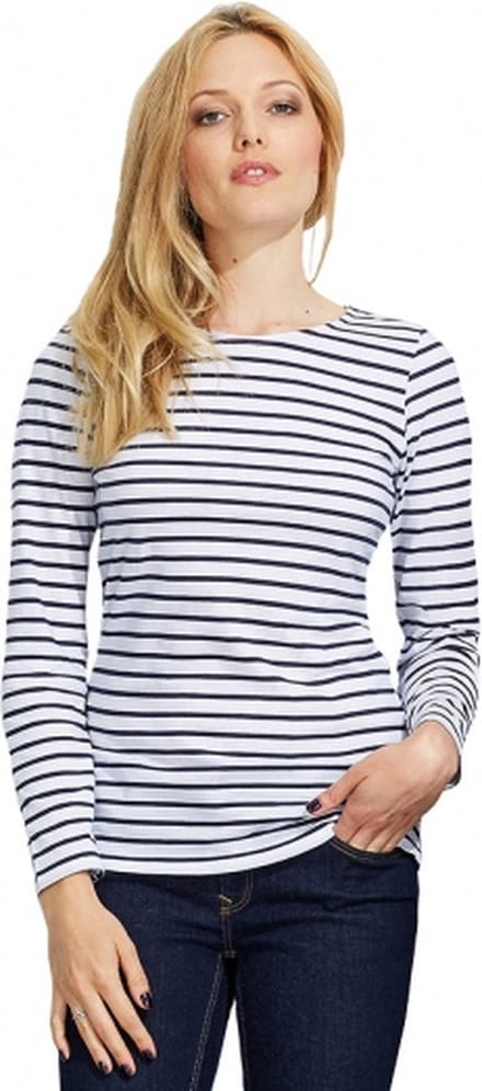Gestreept dames matrozen/dorus t-shirt wit/blauw M