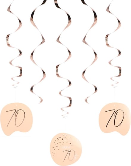 Folat - Hangdecoratie Elegant Lush Blush 70 Jaar - 5 stuks