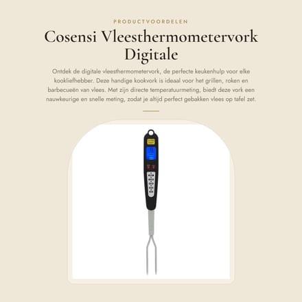 Dailygoods - Vleesthermometervork - Digitale kookvork - Instant Read - 41 cm - Grillen - Barbecue - Keuken