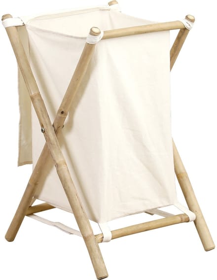 Tendance Wasmand met 1 compartiment - bamboe hout - canvas - wit - inklapbaar