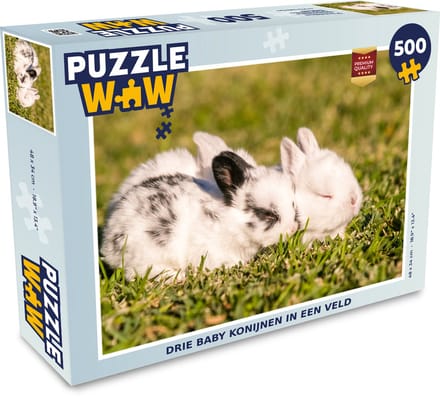 Puzzel Baby konijn - Huisdier - Gras - Legpuzzel - Puzzel 500 stukjes